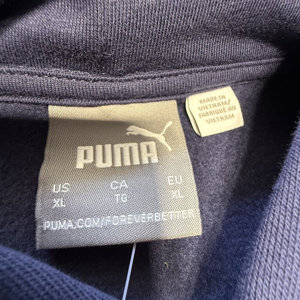NWT Puma Hoodie Sweatshirt Mens XL Navy Blue Logo Pullover Fleece Athletic - Picture 5 of 8